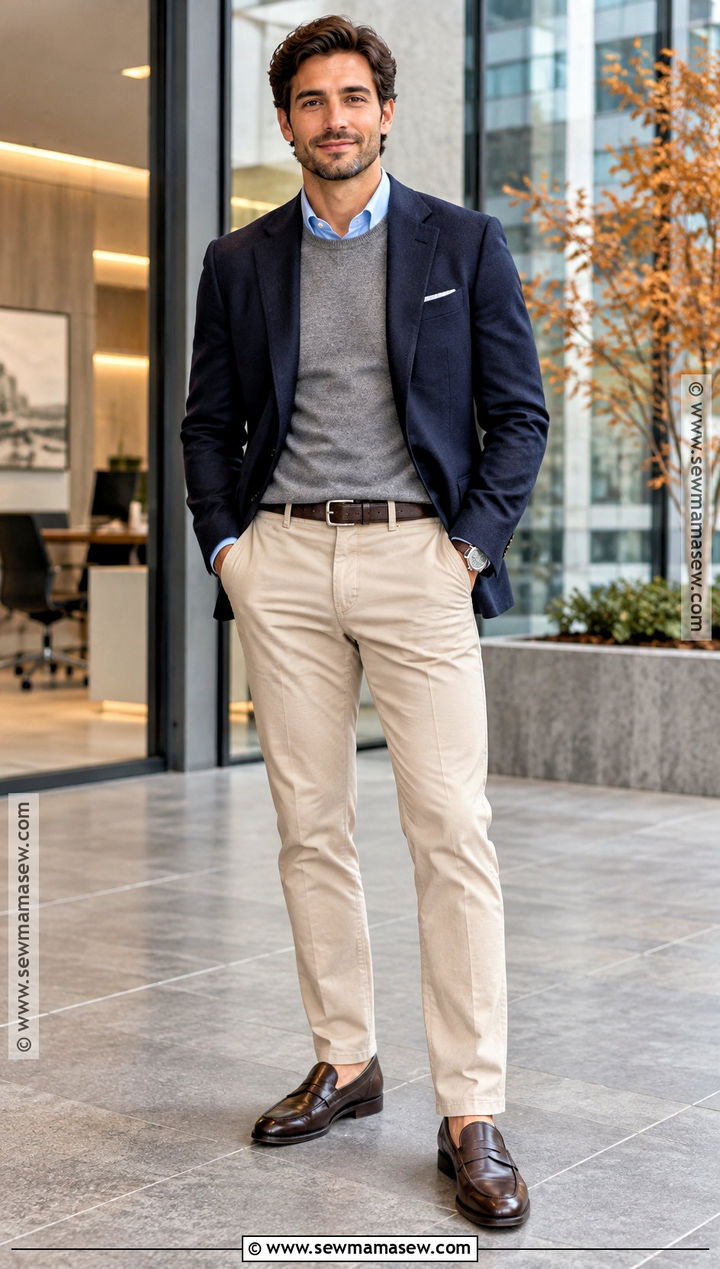 Mens Fall Blazer And Chinos Outfit - 15 Mens Fall Clothing Ideas