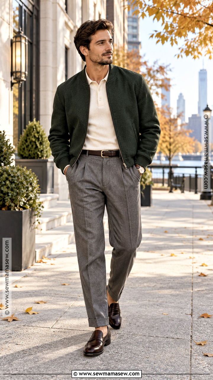Mens Fall Bomber Jacket And Dress Trousers Outfit - 20 men fall outfits dressy