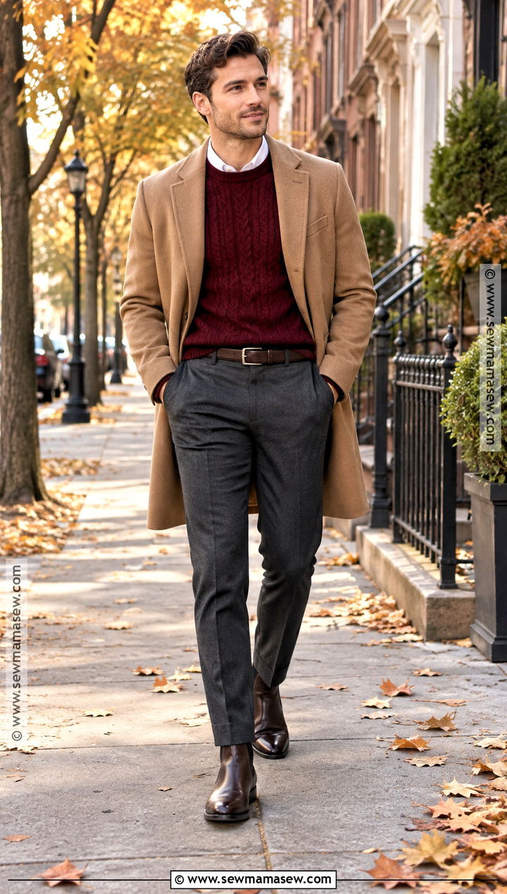 Mens Fall Burgundy Sweater Outfit - 15 men's fall fashion ideas 2026