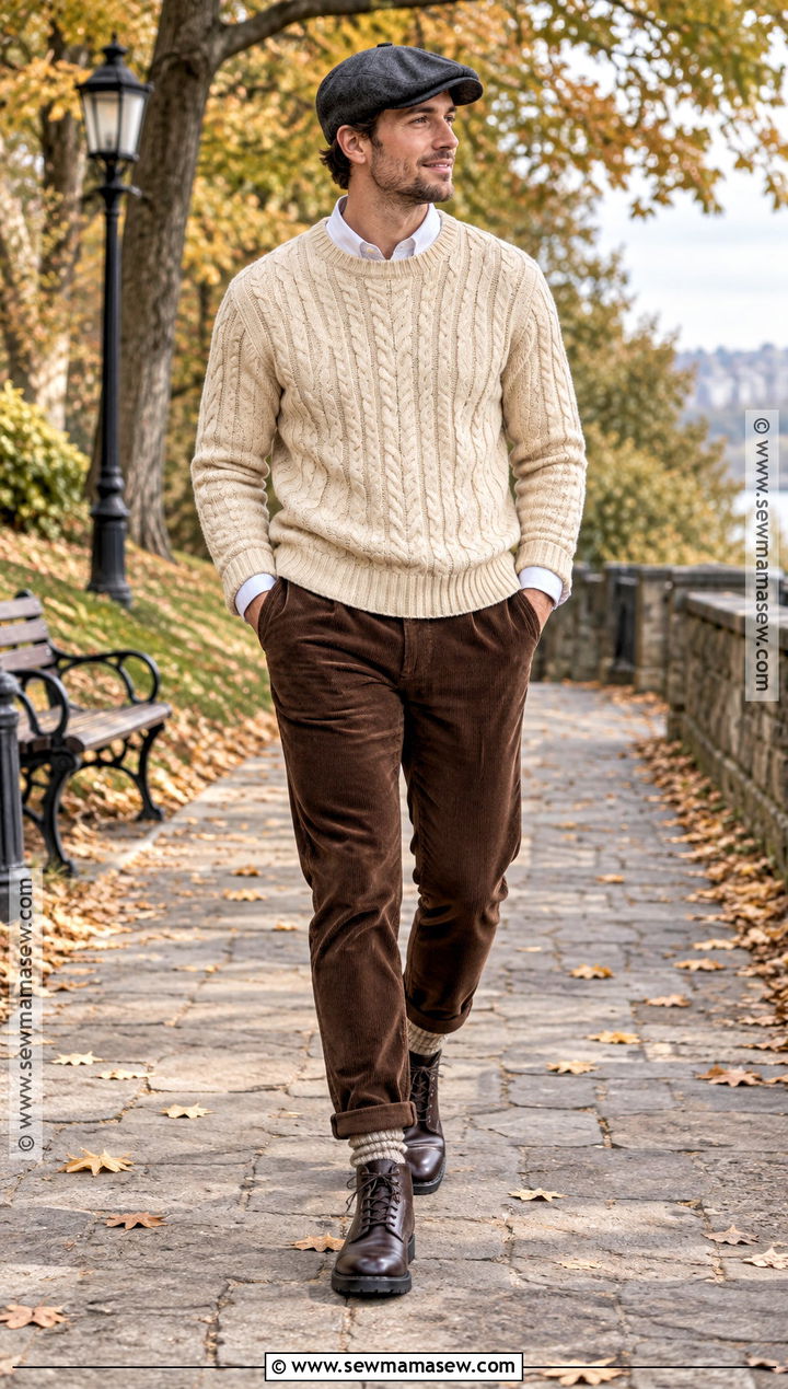 Mens Fall Cable Knit Sweater Outfit - 20 fall clothes for men