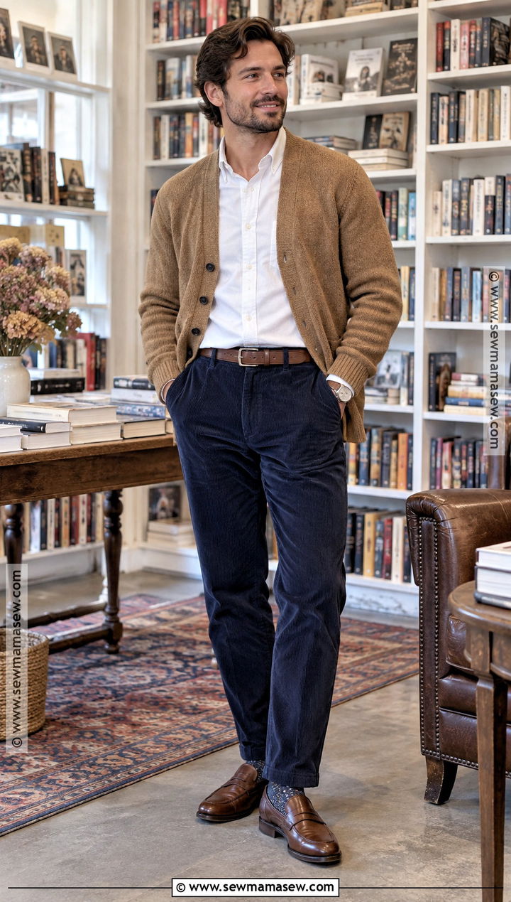 Mens Fall Cardigan And Corduroy Outfit - 20 outfit inspo fall ideas for men