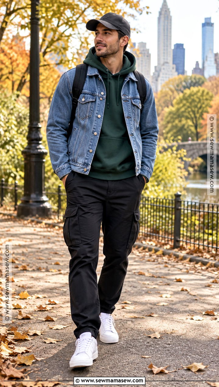 Mens Fall Denim Jacket And Hoodie Outfit - 20 fall fashion outfits for men