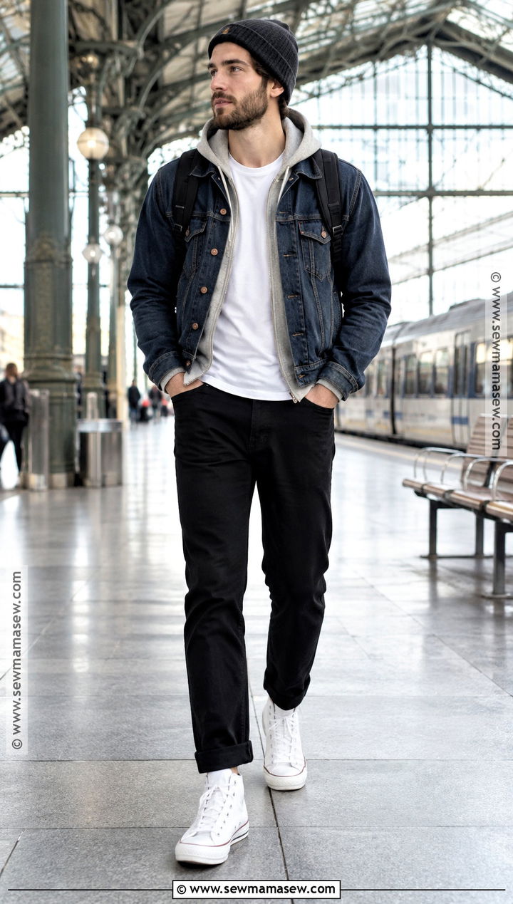 Mens Fall Denim Jacket And Hoodie Outfit - 15 Guy Fit Inspo Fall Ideas