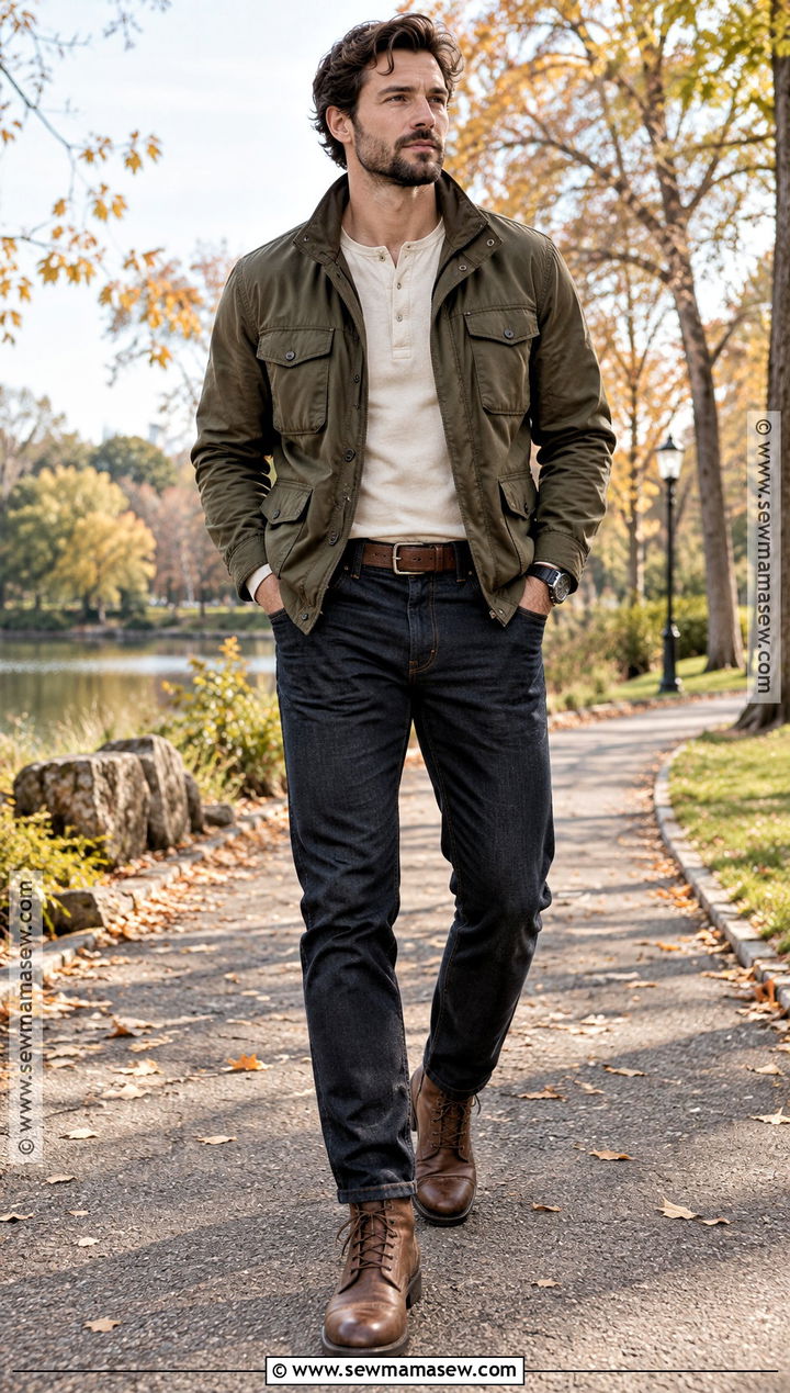 Mens Fall Field Jacket And Henley Outfit - 15 mens fall capsule wardrobe ideas