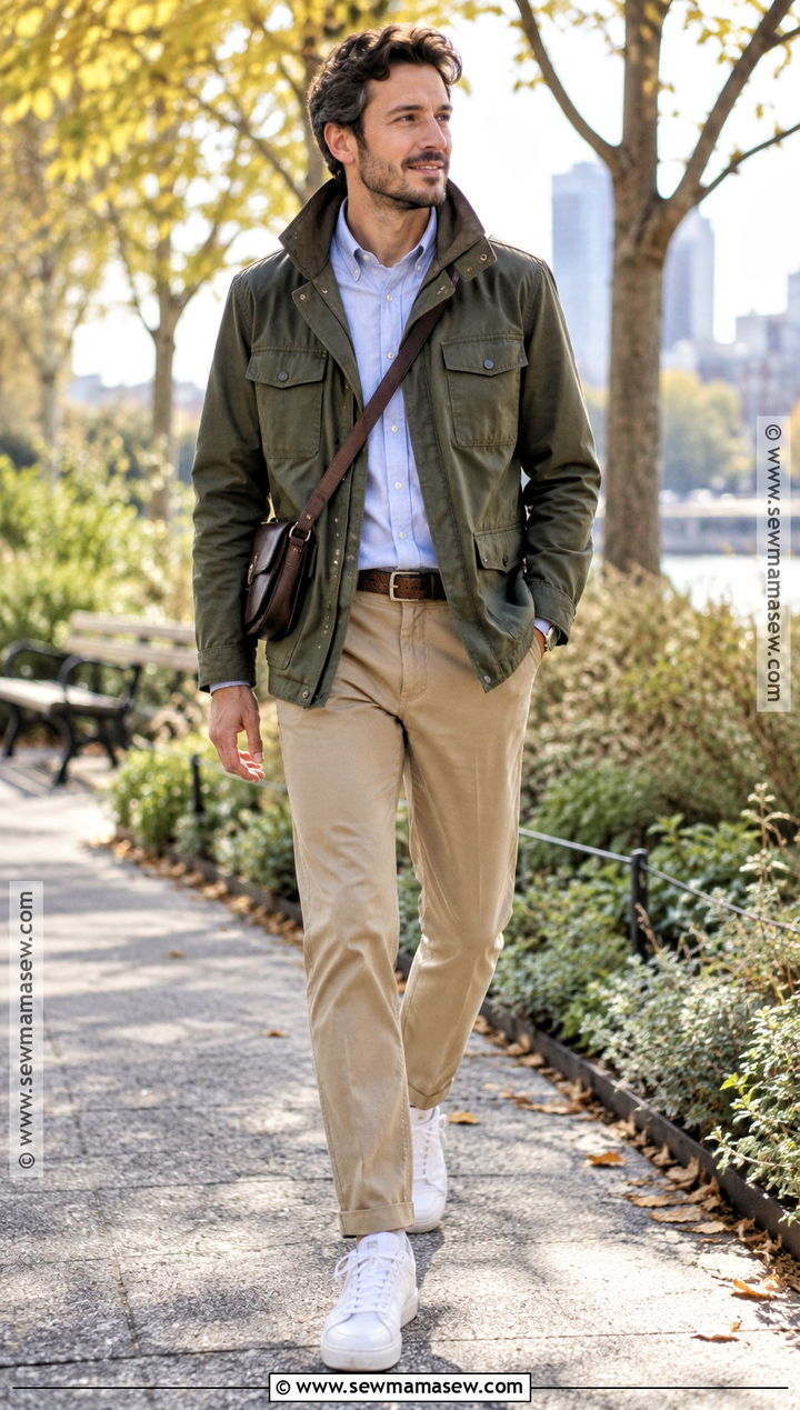 Mens Fall Field Jacket and Chinos Outfit - 15 Fall Wear Ideas for Men