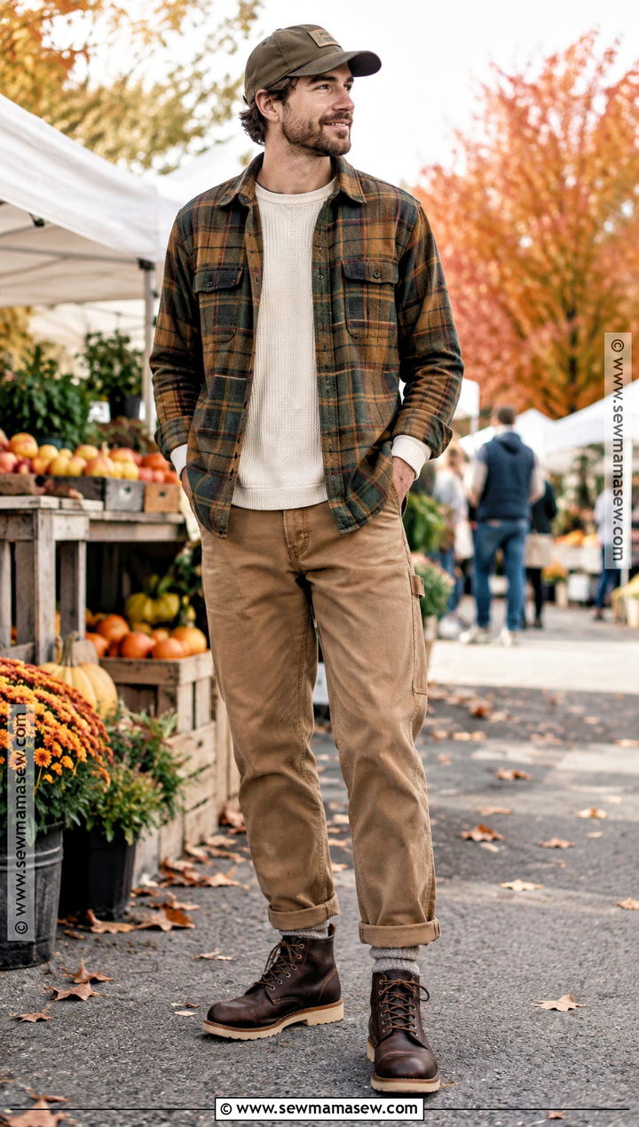Mens Fall Flannel Overshirt Outfit - 15 Guy Fit Inspo Fall Ideas