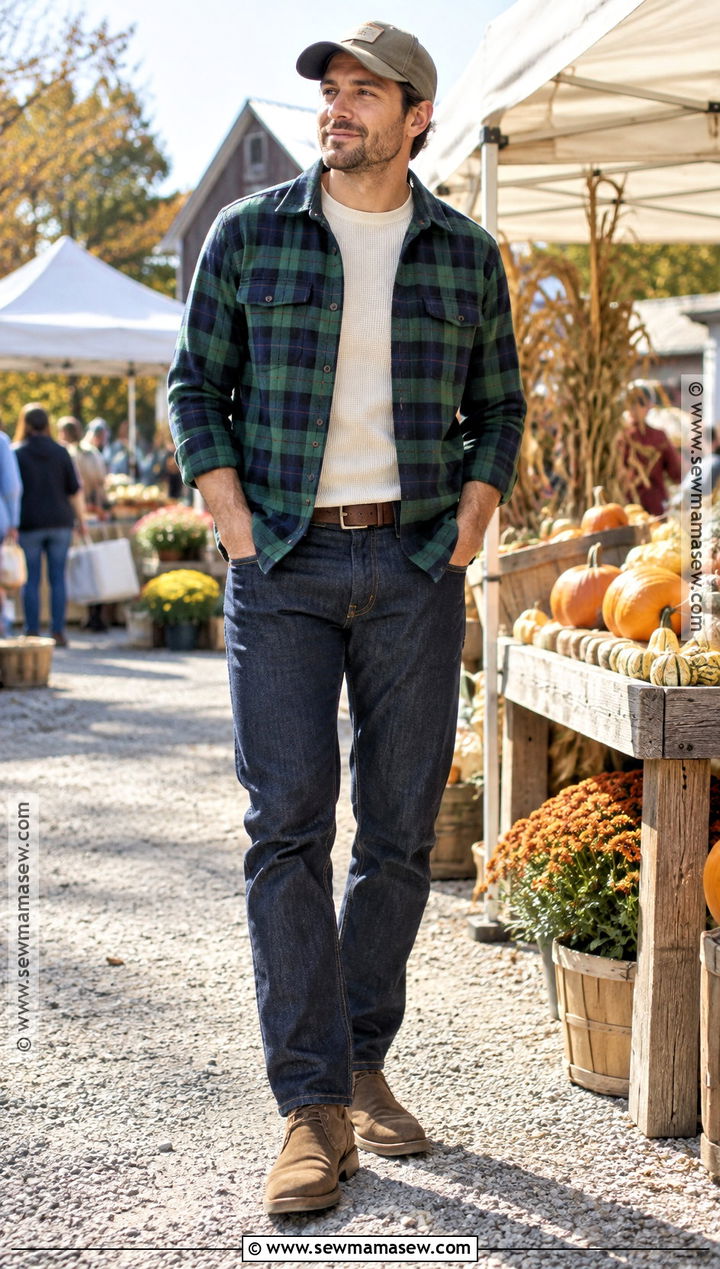 Mens Fall Flannel Overshirt Outfit - 20 fall clothes for men