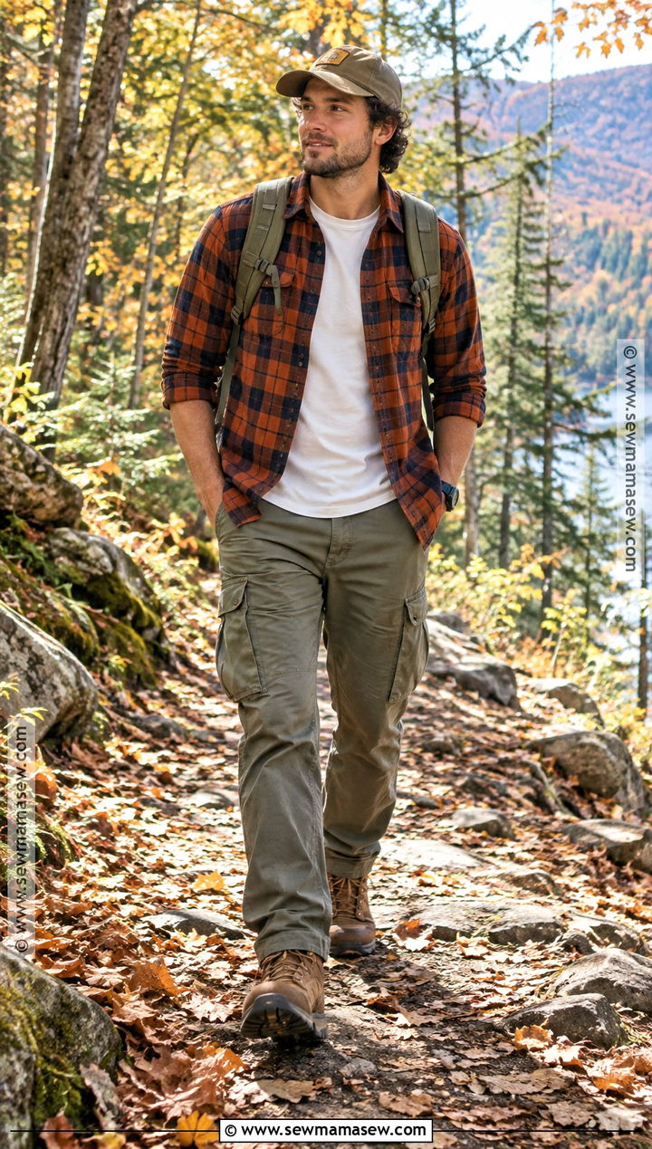 Mens Fall Flannel Shirt and Cargo Pants Outfit - 15 Fall Fashion Ideas for Men 2026