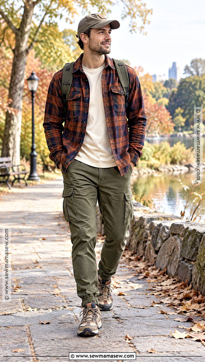 Mens Fall Flannel and Cargo Pants Outfit - 15 men's fall fashion ideas 2026