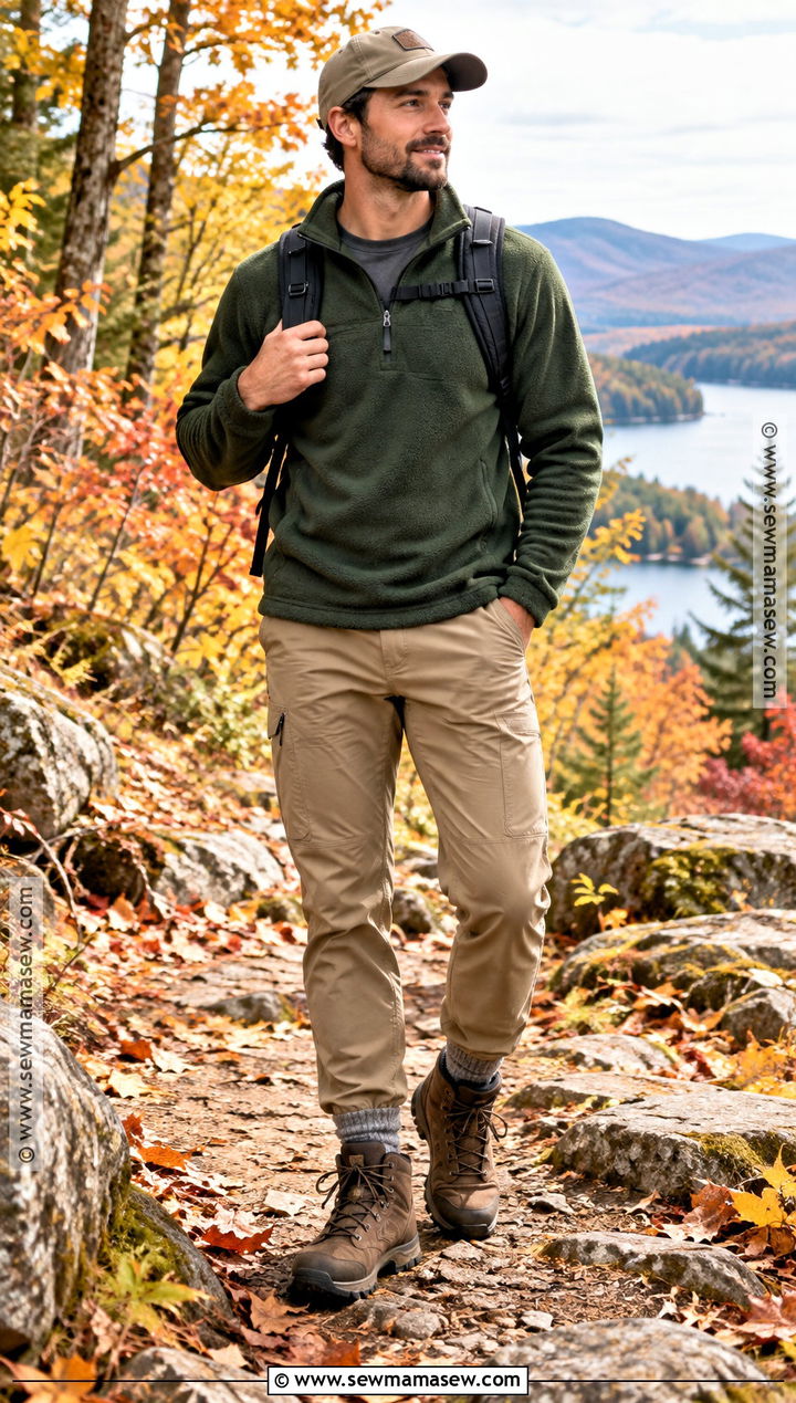 Mens Fall Hiking Outfit With Fleece And Hiking Pants - 15 mens hiking outfit fall ideas