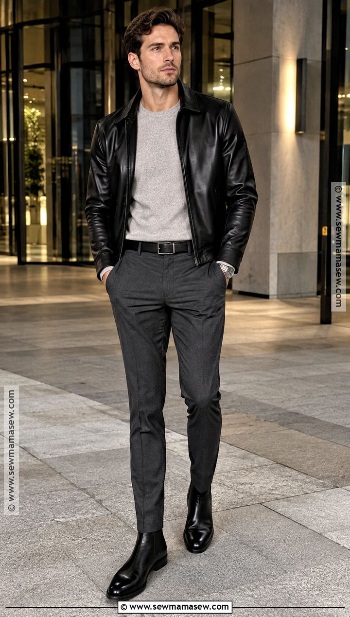 Mens Fall Leather Jacket Outfit - 20 Men Fall Style Ideas