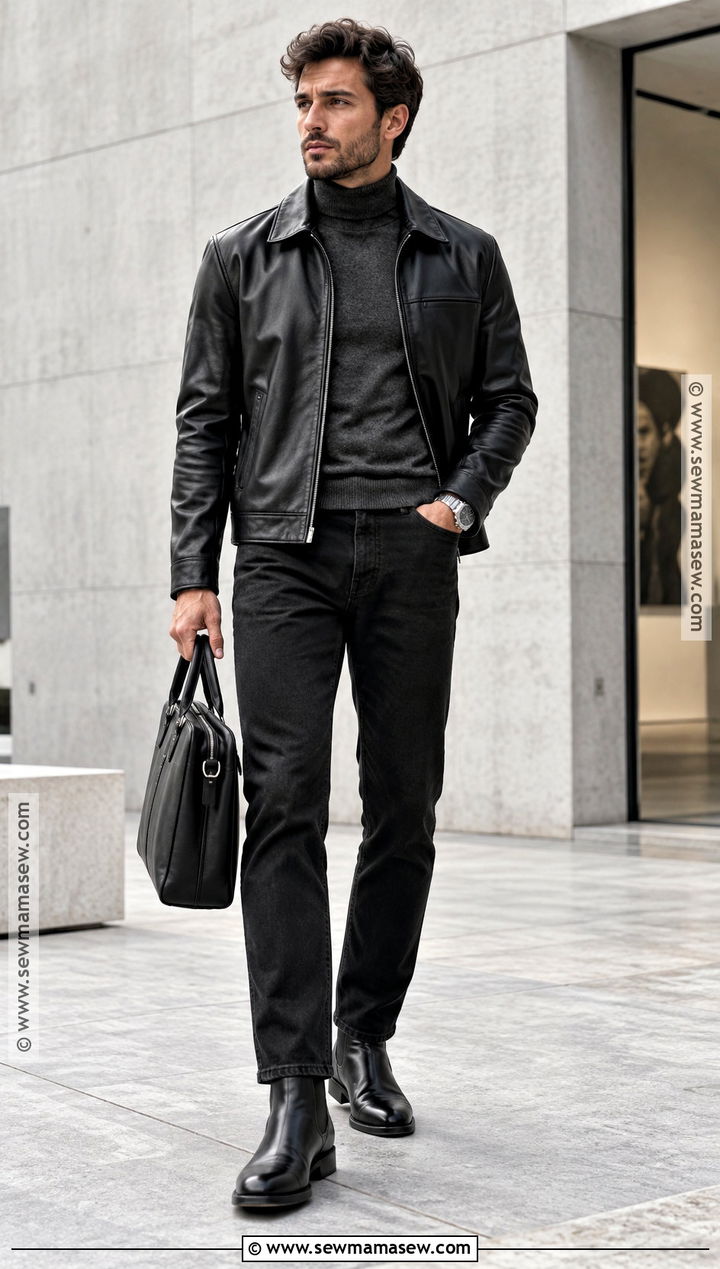 Mens Fall Leather Jacket Outfit - 20 outfit inspo fall ideas for men