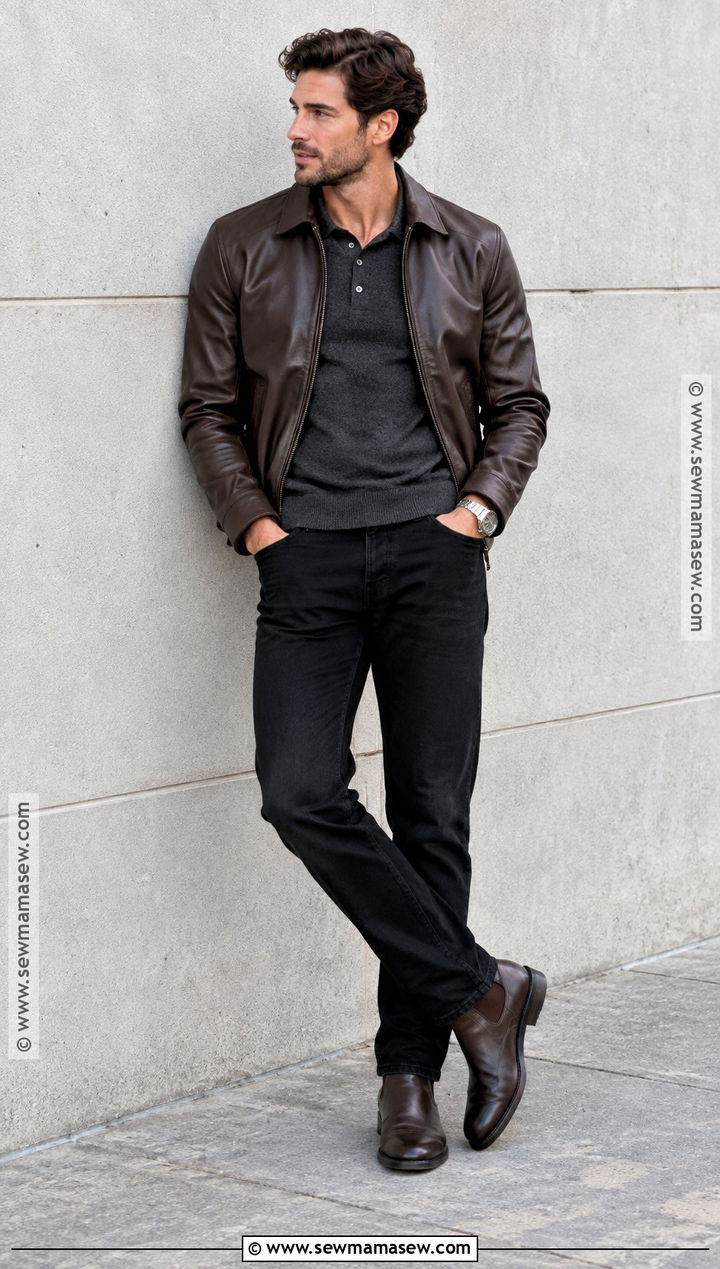 Mens Fall Leather Jacket and Black Jeans Outfit - 15 Fall Wear Ideas for Men