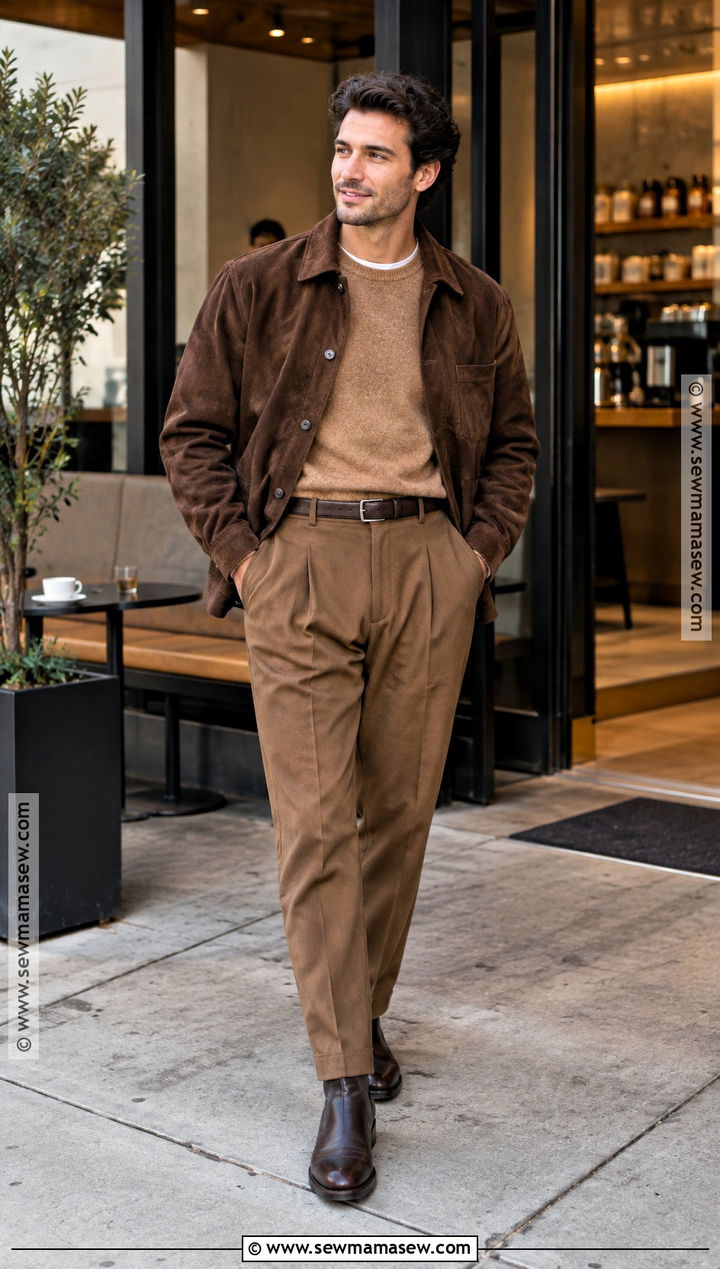 Mens Fall Monochrome Brown Outfit - 20 fall men outfits autumn