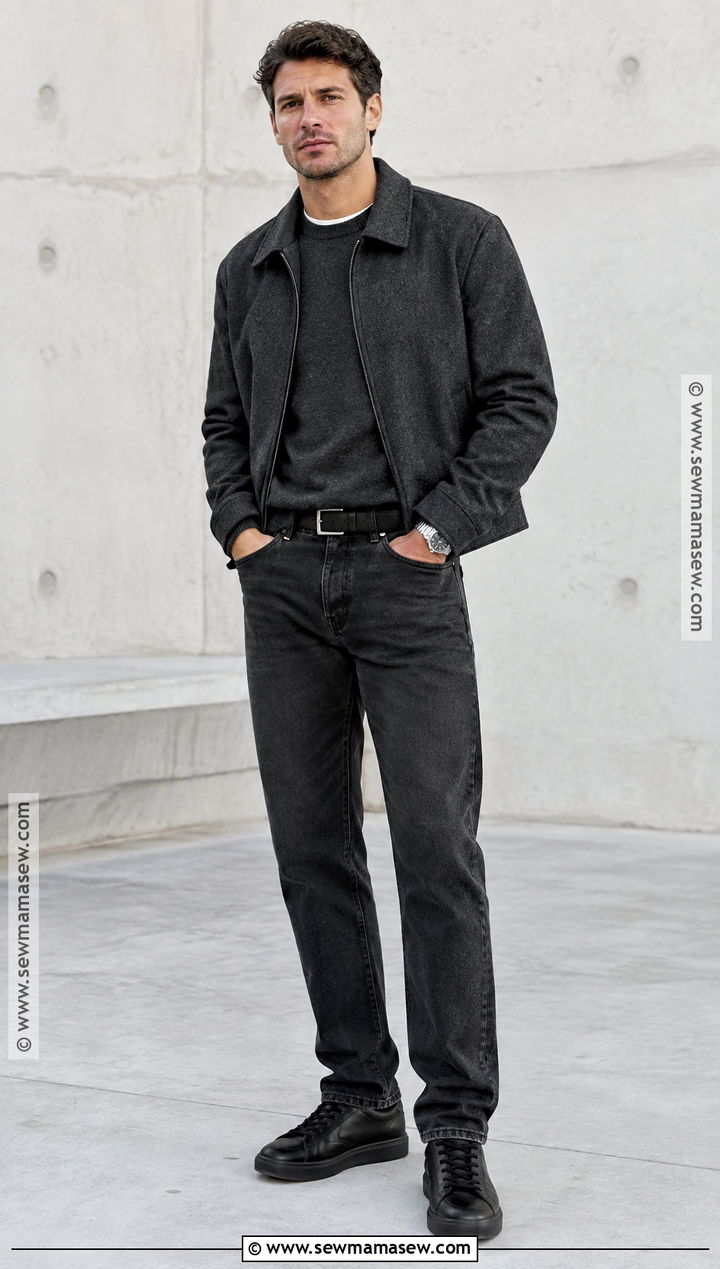 Mens Fall Monochrome Charcoal Outfit - 15 Guy Fit Inspo Fall Ideas