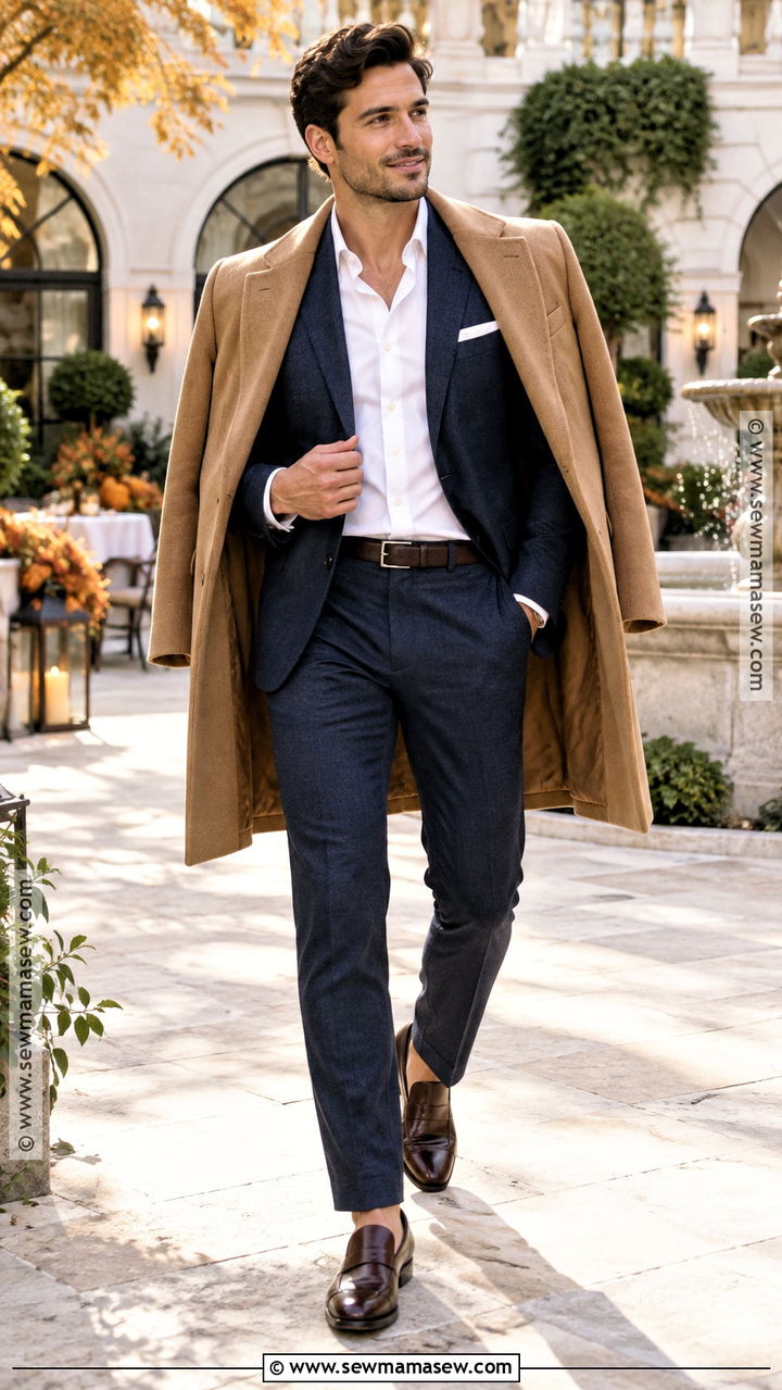 Mens Fall Navy Suit Without A Tie Outfit - 20 men fall outfits dressy