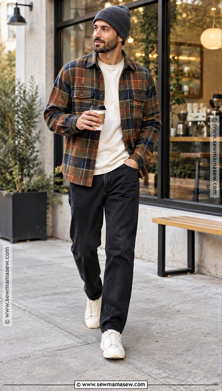 Mens Fall Outfit With Plaid Overshirt - 15 fall outfits for men 2026