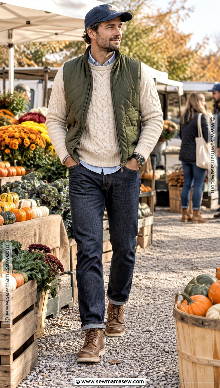 Mens Fall Outfit With Quilted Vest - 15 fall outfits for men 2026