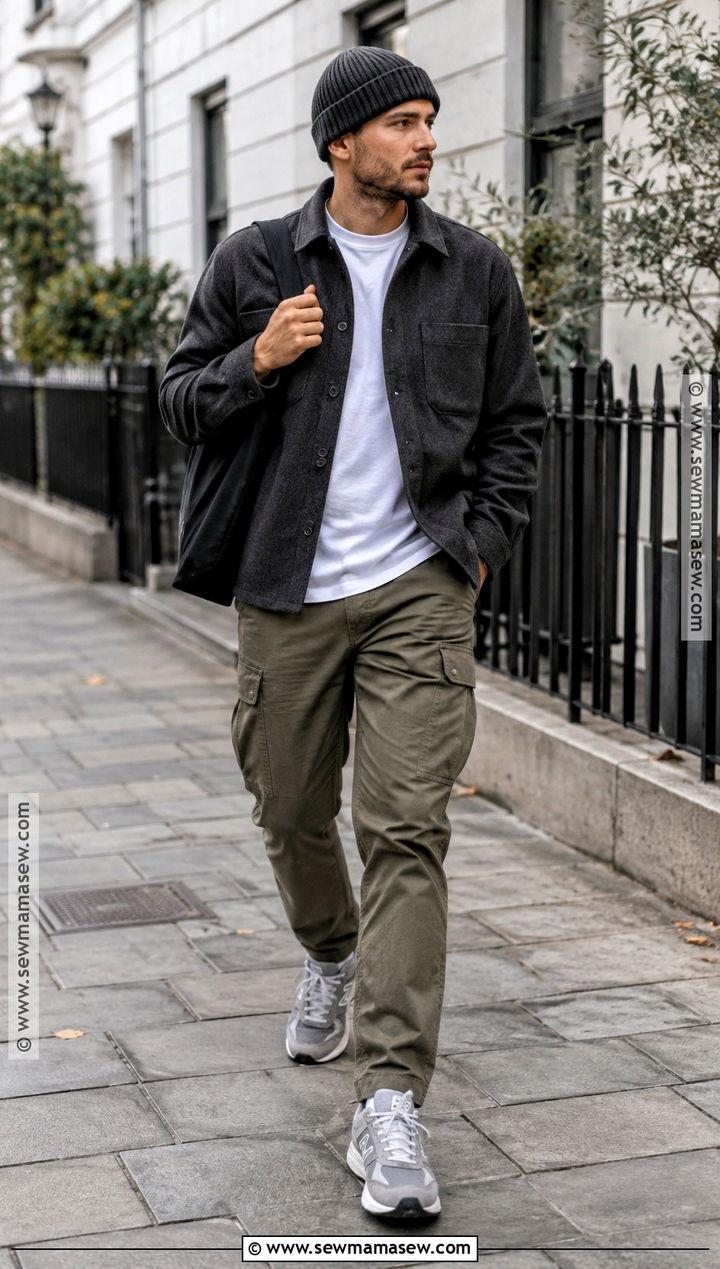 Mens Fall Overshirt And Cargo Pants Outfit - 20 fall men outfits autumn