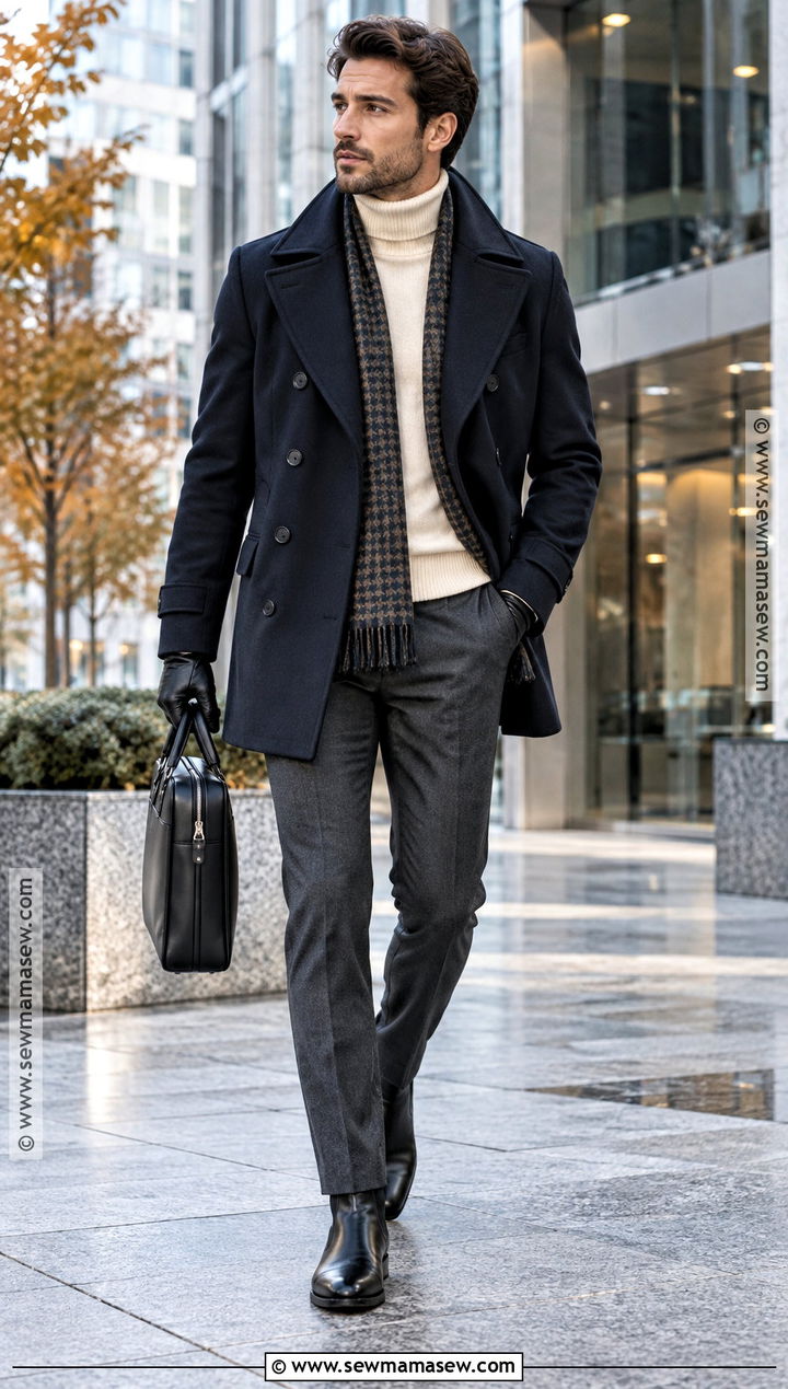 Mens Fall Peacoat and Turtleneck Outfit - 15 Fall Fashion Ideas for Men 2026
