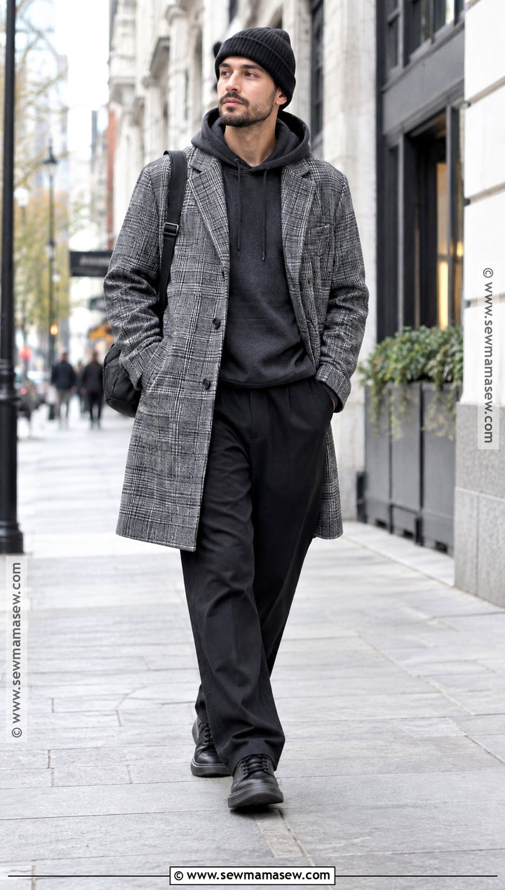 Mens Fall Plaid Overcoat Outfit - 20 Men Fall Style Ideas