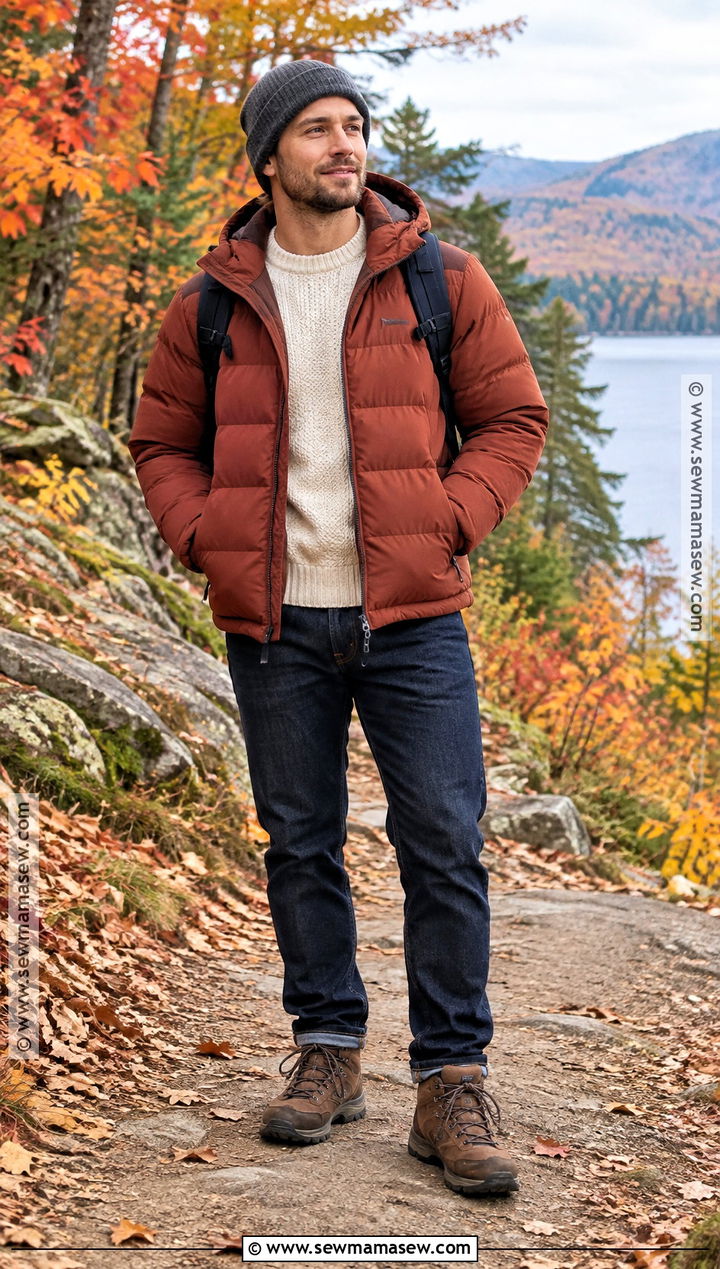 Mens Fall Puffer Jacket and Knitwear Outfit - 15 Fall Wear Ideas for Men