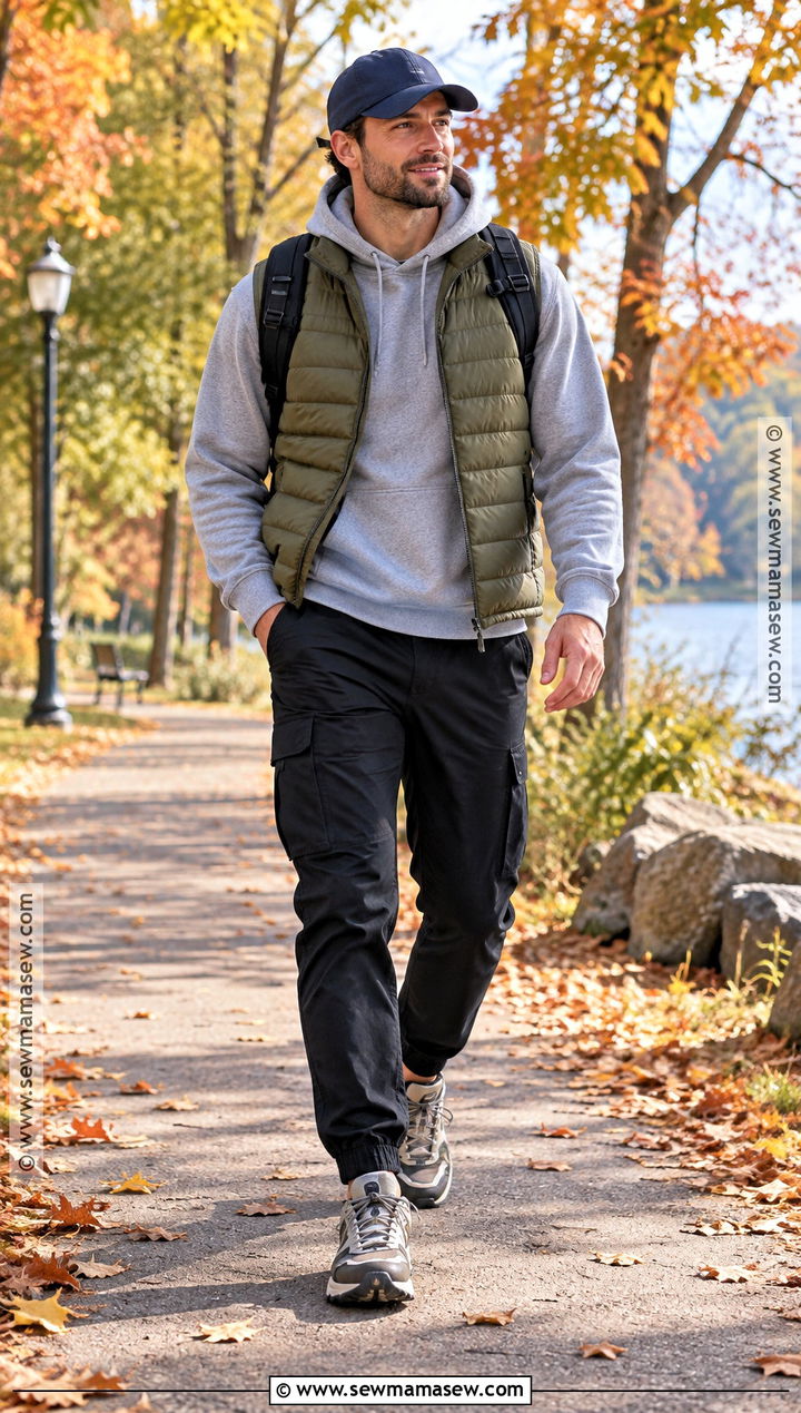 Mens Fall Puffer Vest And Hoodie Outfit - 20 fall men outfits autumn