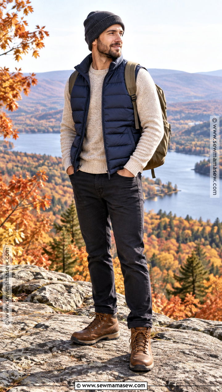 Mens Fall Puffer Vest and Sweater Outfit - 15 Fall Fashion Ideas for Men 2026