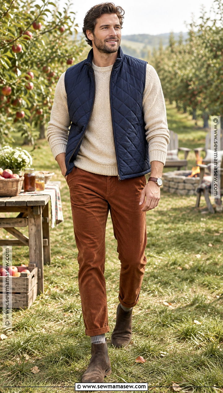 Mens Fall Quilted Vest Outfit - 20 Men Fall Style Ideas