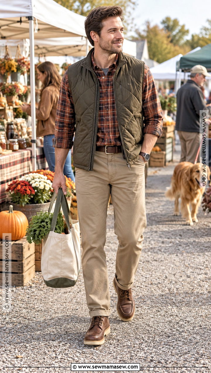 Mens Fall Quilted Vest Outfit - 20 outfit inspo fall ideas for men