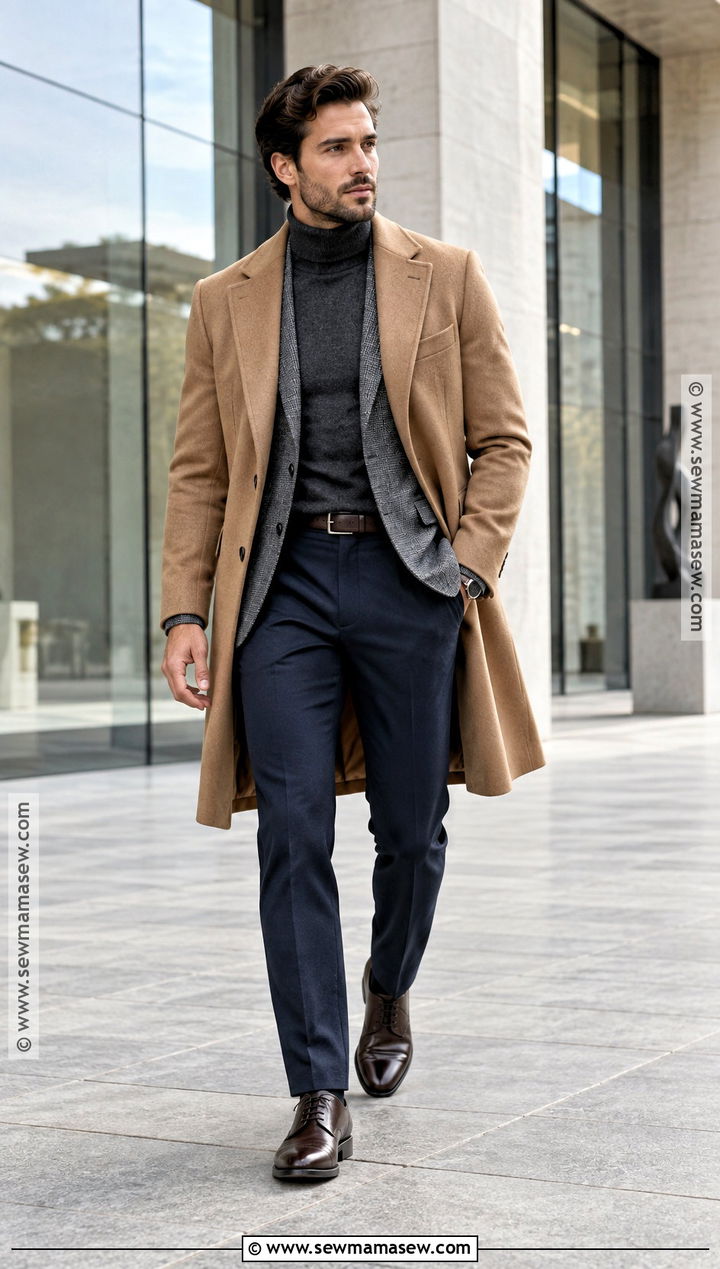 Mens Fall Rollneck And Suit Separates Outfit - 15 mens fall capsule wardrobe ideas