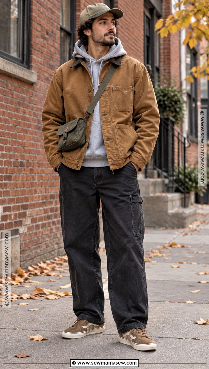 Mens Fall Streetwear Chore Jacket Outfit - 15 Mens Fall Fashion Streetwear Ideas