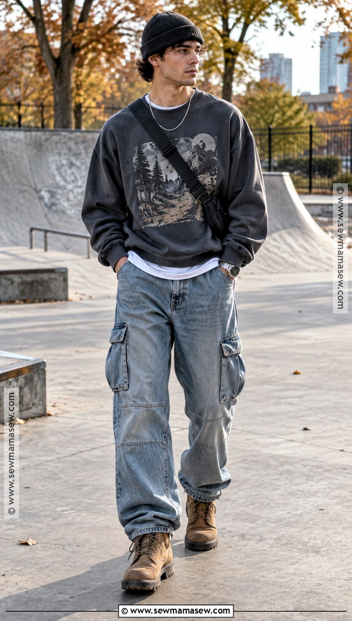 Mens Fall Streetwear Graphic Sweatshirt Outfit - 15 Mens Fall Fashion Streetwear Ideas