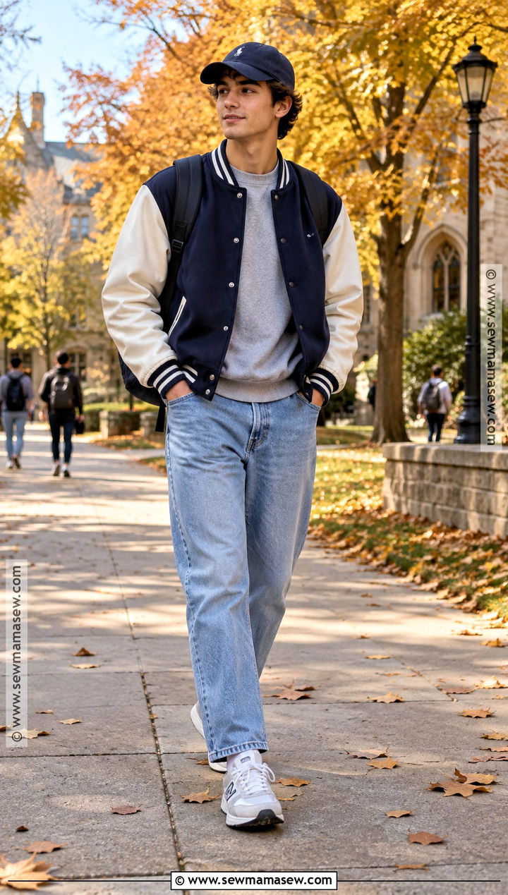 Mens Fall Streetwear Varsity Jacket Outfit - 15 Mens Fall Fashion Streetwear Ideas