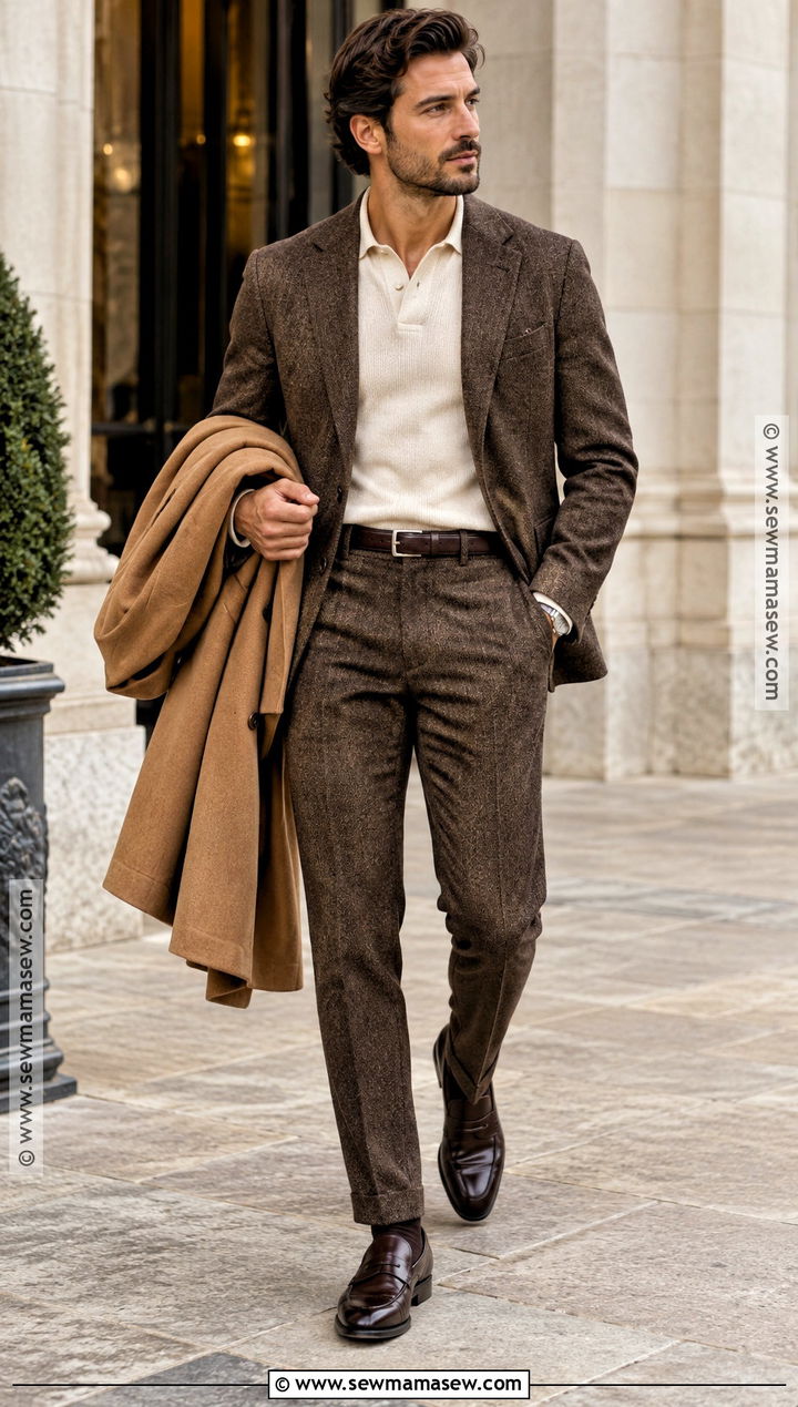 Mens Fall Suit And Knit Polo Outfit - 20 Men Fall Style Ideas