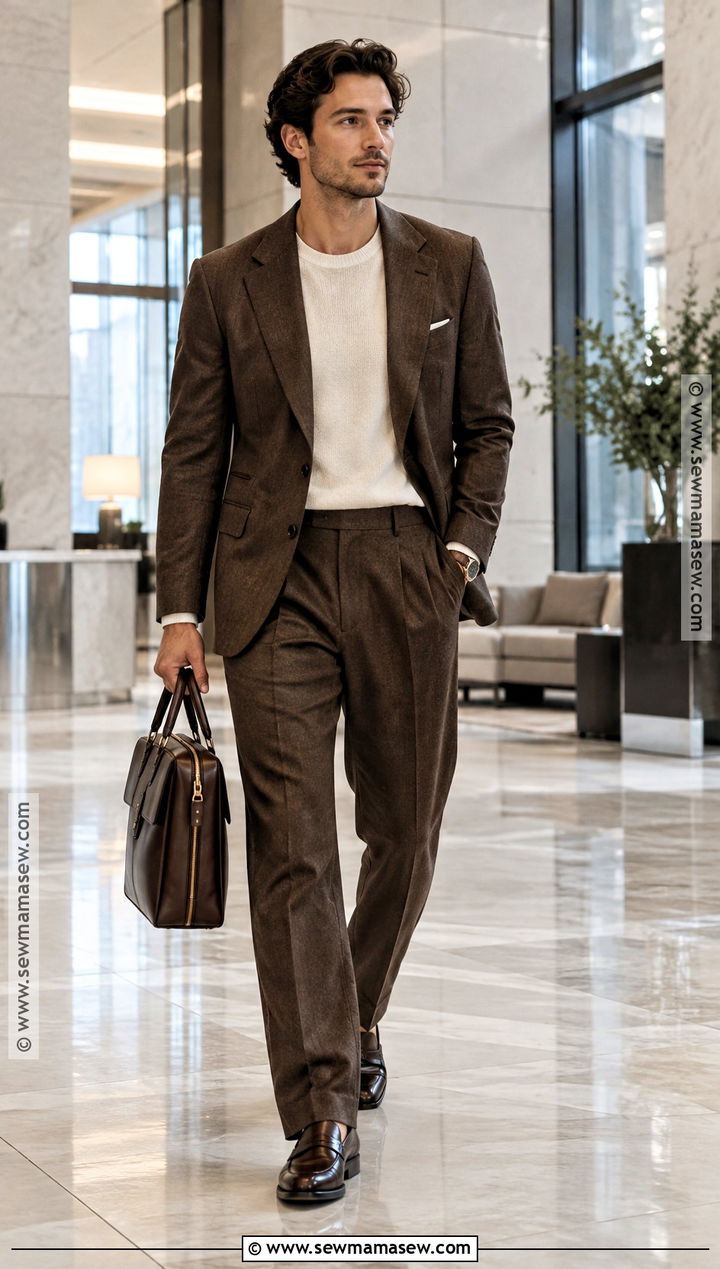 Mens Fall Suit and Crewneck Sweater Outfit - 15 Fall Fashion Ideas for Men 2026