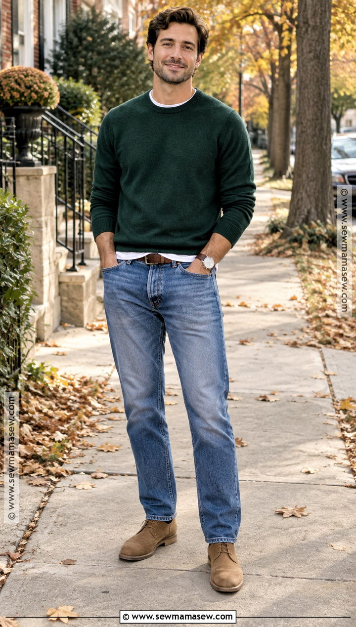 Mens Fall Sweater And Jeans Outfit - 20 fall outfits men aesthetic