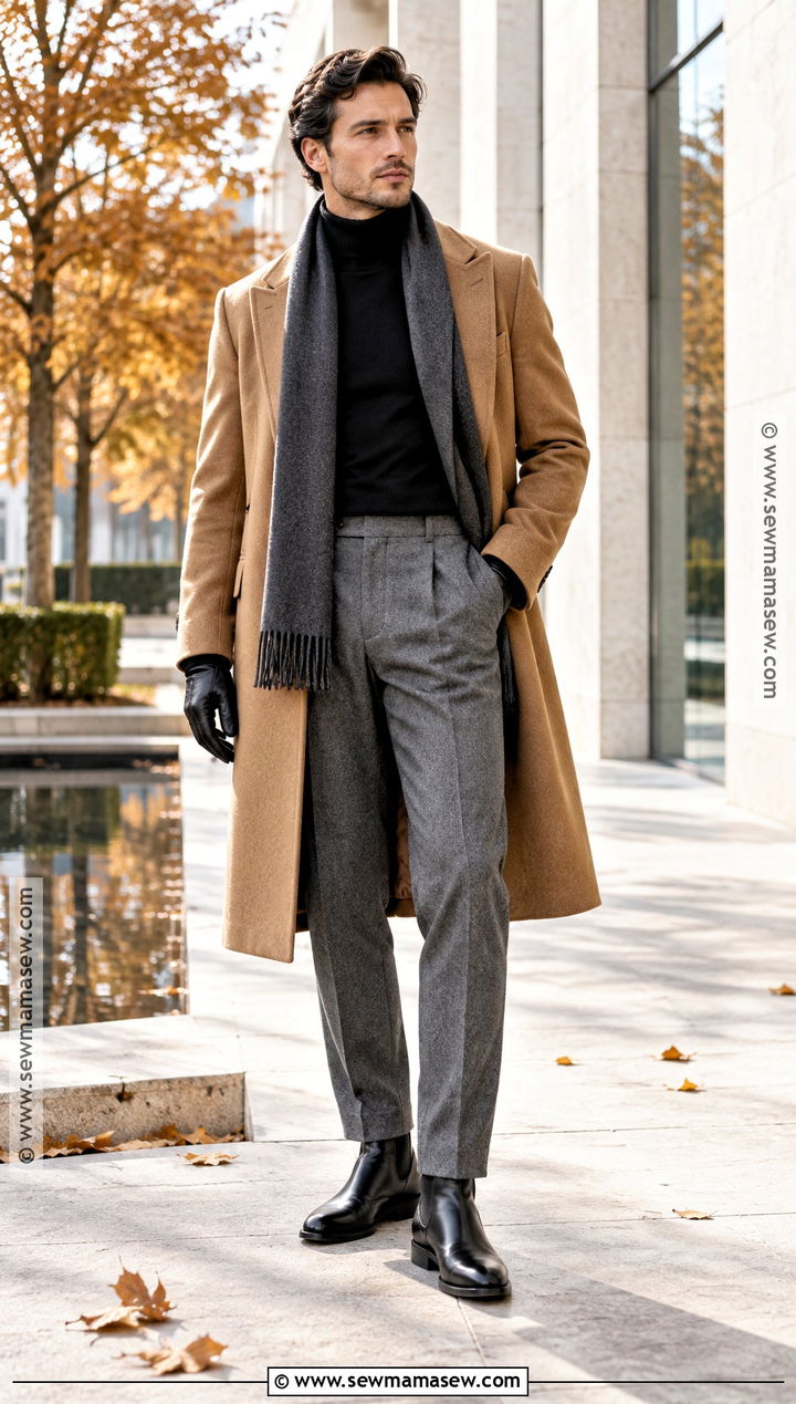 Mens Fall Turtleneck And Overcoat Outfit - 20 fall fashion outfits for men