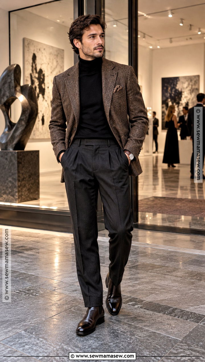 Mens Fall Turtleneck Blazer Outfit - 20 fall clothes for men
