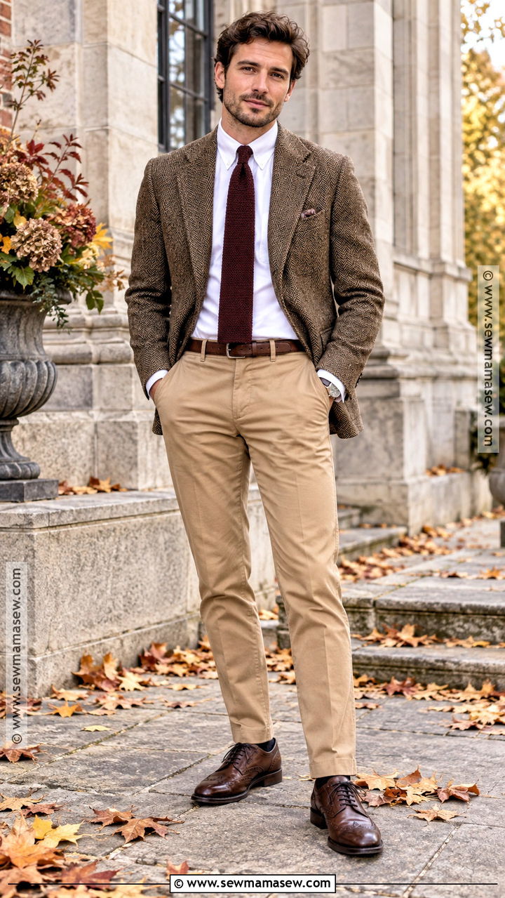Mens Fall Tweed Blazer And Chinos Outfit - 20 men fall outfits dressy