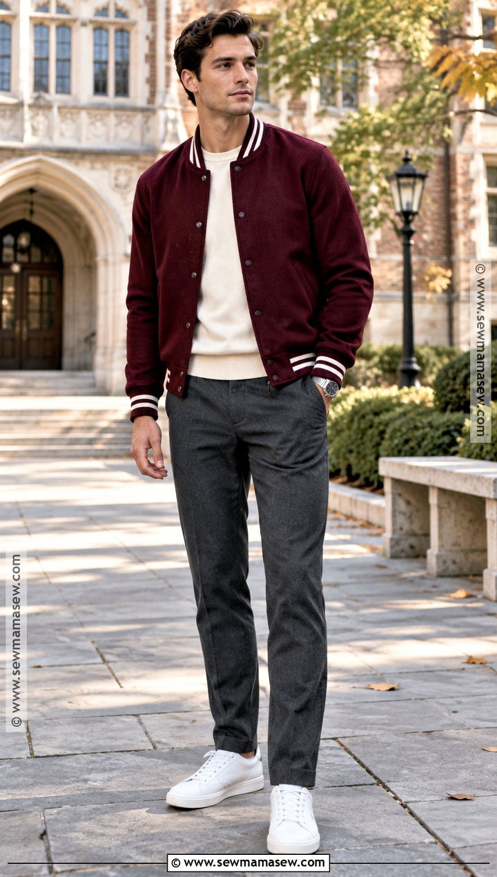 Mens Fall Varsity Jacket Outfit - 15 Male Fashion Fall Ideas 2026