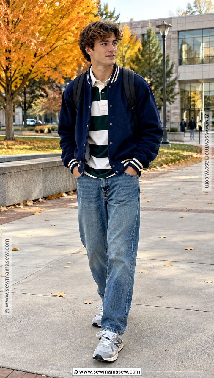 Mens Fall Varsity Jacket Outfit - 15 Guy Fit Inspo Fall Ideas