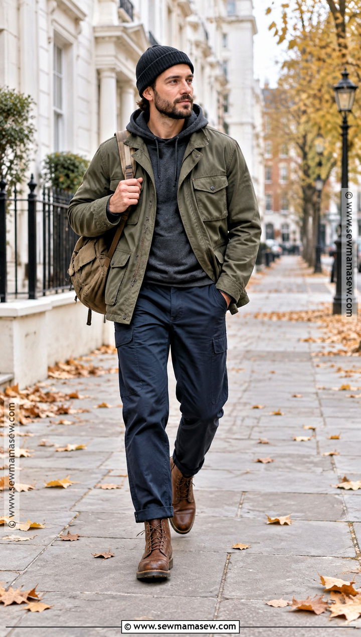 Mens Field Jacket and Fatigue Pants Fall Outfit - 25 male fall outfits