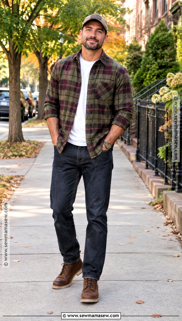 Mens Flannel Shirt And Jeans Fall Outfit - 15 fall male outfits casual