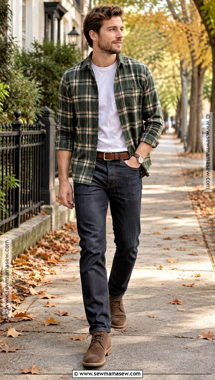 Mens Flannel Shirt Fall Outfit - 15 Men's Casual Style Fall Ideas