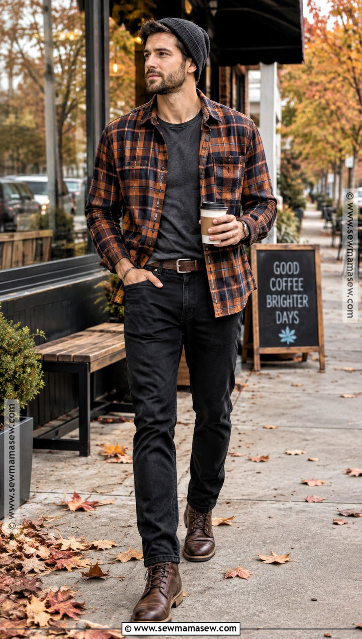 Mens Flannel Shirt Outfit With Black Jeans - 15 Mens Casual Fall Outfits 2026