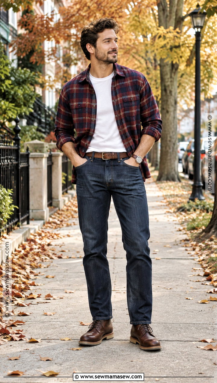 Mens Flannel Shirt With Dark Jeans And Boots - 15 men fall fashion casual ideas