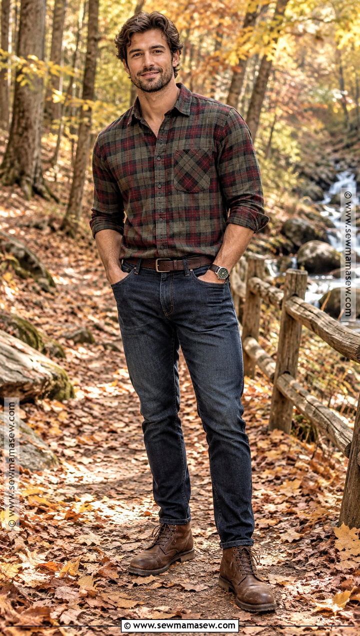 Mens Flannel Shirt and Boots Outfit - 15 Fall Engagement Outfits for Men