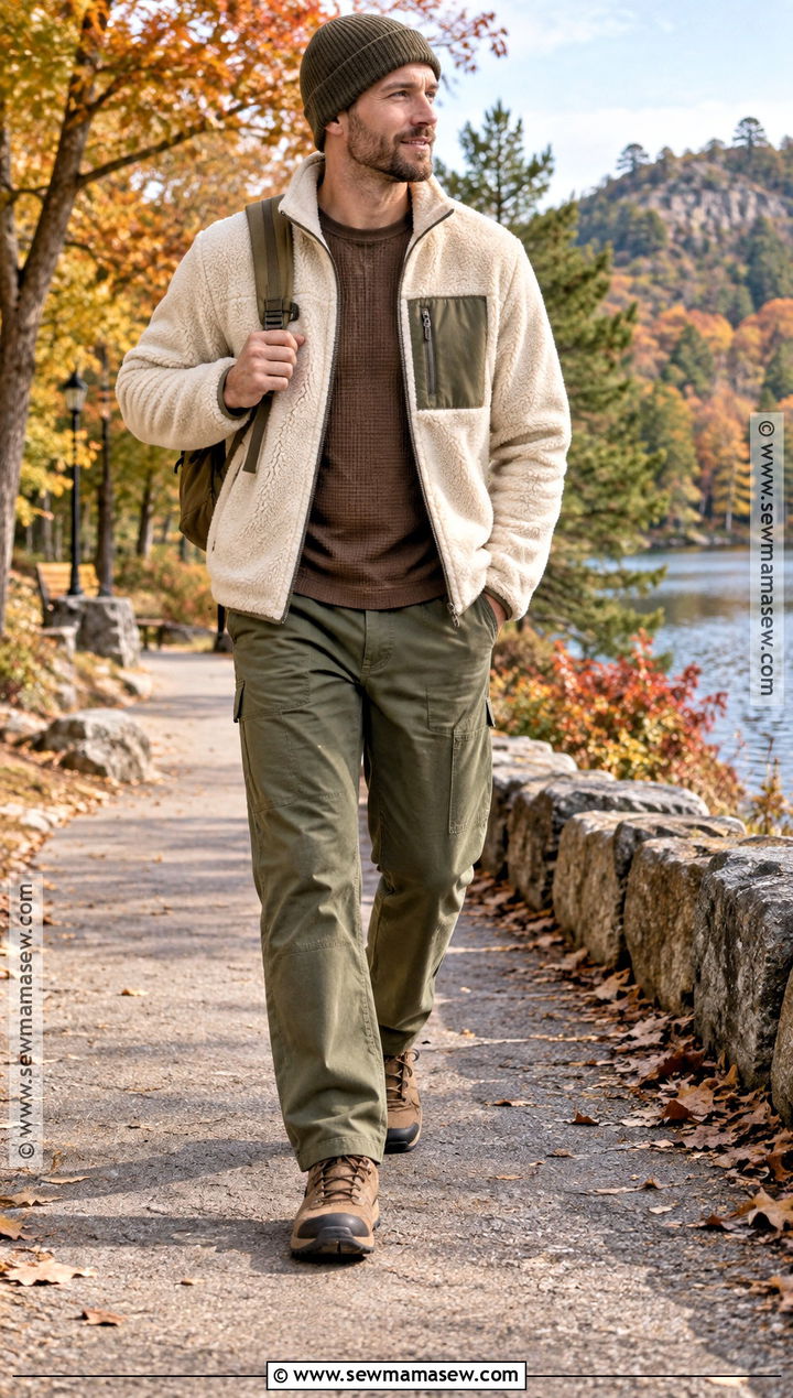 Mens Fleece Jacket And Fatigue Pants Fall Outfit - 25 casual fall outfits for men
