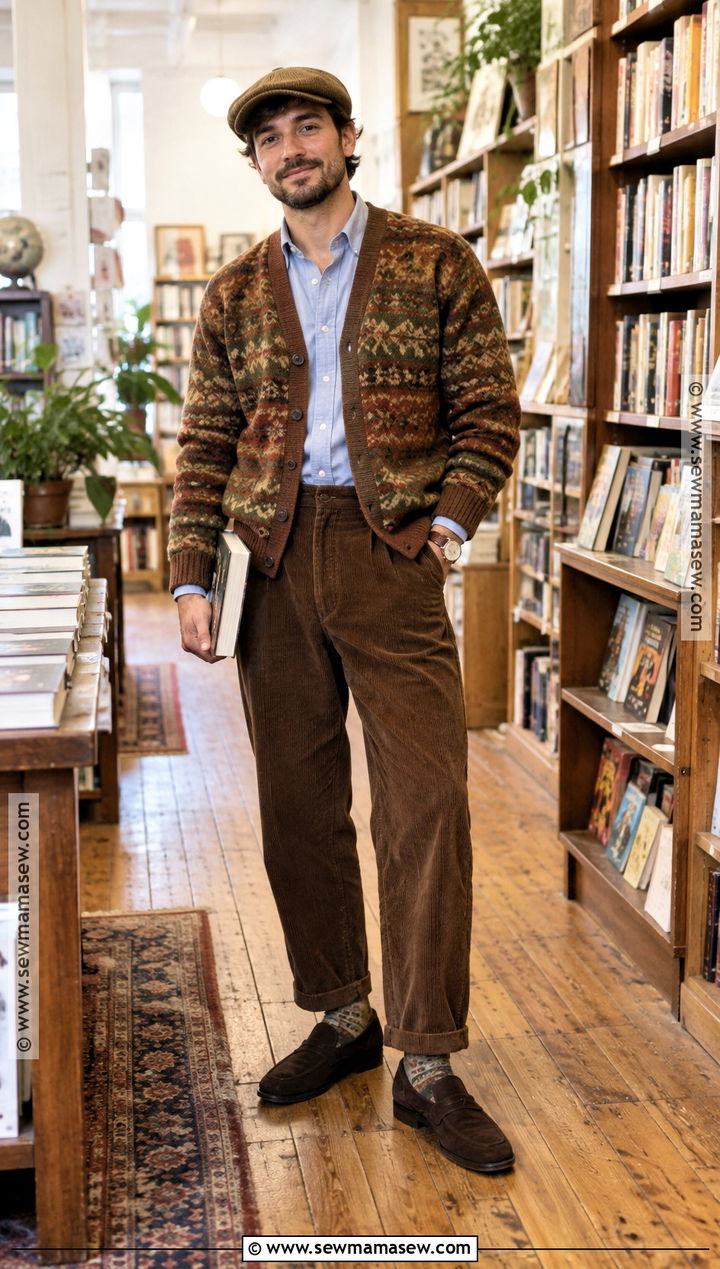 Mens Grandpa Cardigan and Corduroy Pants Outfit - 15 Fall Outfits 2026 Trends for Men